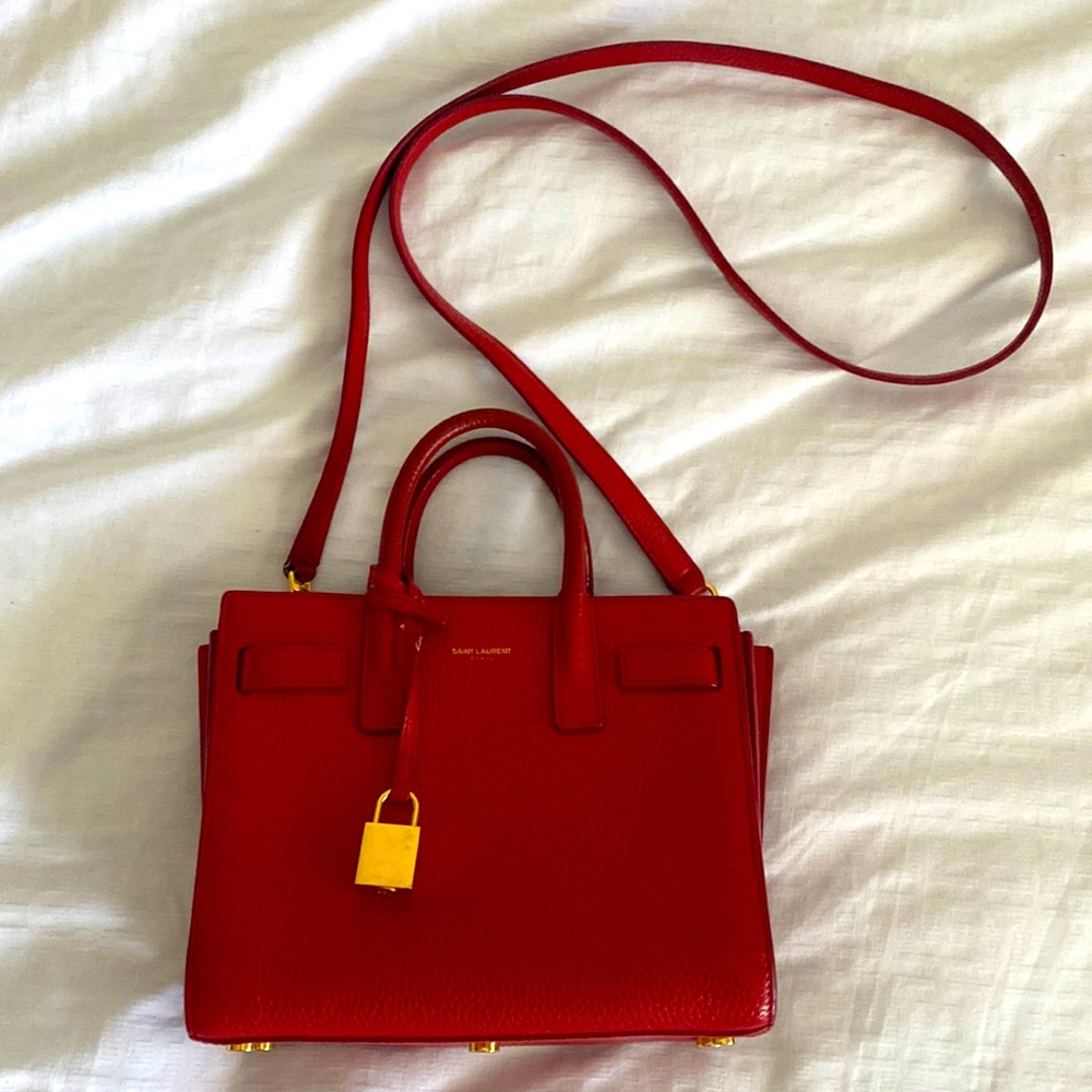 YSL  Leather Nano sac du jour bag Color Red